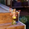 Accent Plus Pink Fairy Solar Garden Statue