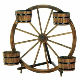 Accent Plus Wood Wagon Wheel Plant Display