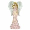 Accent Plus Solar Light-Up Pink Rose Angel Garden Statue