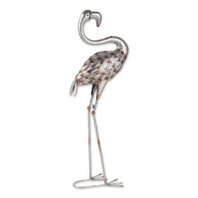 Accent Plus Galvanized Metal Rustic Flamingo Garden Decor