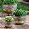 Summerfield Terrace Green Ceramic Diamond Pattern Planter Set