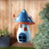 Accent Plus Whimsical Blue Mushroom Birdhouse