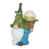 Accent Plus Leaf-Hat Gnome with Potted Plant Solar Garden Light