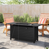 50in Outdoor Gas Fire Pit Table,50000BTU Steel Propane Firepit Dinning Table, Lava Rock, Retangular,