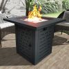 Jayapura Black Metal Square Fire Pit with Glass Rocks