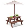 tOutdoor 4-Seat Kid's Picnic Table Bench with Umbrella