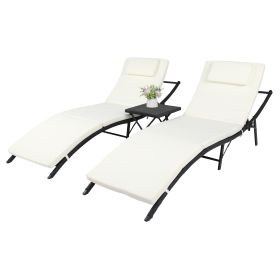 Folding Bed Beach chair Three-Piece Set-Black Four Lines  YJ