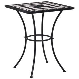 Mosaic Bistro Table Black and White 23.6" Ceramic