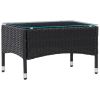 Coffee Table Black 23.6"x15.7"x14.2" Poly Rattan