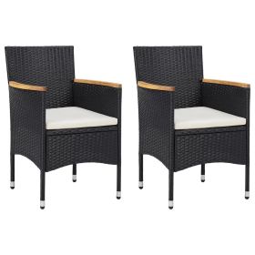 Garden Dining Chairs 2 pcs Poly Rattan Black