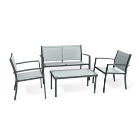 Upland 4 Pieces Patio Furniture Set Outdoor Furniture Set Textilene Bistro Set Modern Conversation Seating Group - JYZ3002FN2