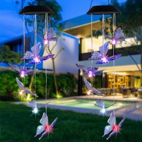 Butterfly Solar Wind Chimes Color-Changing Outdoor Waterproof LED Wind Chime Solar Powered Colorful Light