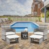 Outdoor 5pcs Combination Sofa Set with  2 Chairs 2 Footstools 1 Coffee Table XH