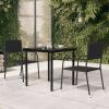 Patio Dining Table Black 31.5"x31.5"x29.1" Steel and Glass