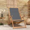 Folding Beach Chair Solid Wood Teak Gray