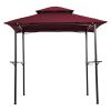 Outdoor Grill Gazebo 8 x 5 Ft, Shelter Tent, Double Tier Soft Top Canopy and Steel Frame with hook and Bar Counters,Burgundy YK