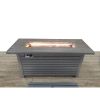 Living Source International 24" H x 54" W Steel Outdoor Fire Pit Table with Lid (Grey)