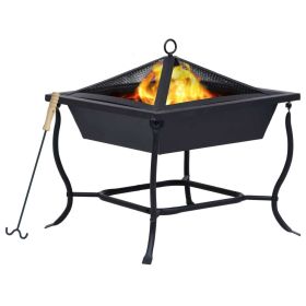 Fire Pit Black 17.7"x17.7"x17.7" cm Steel