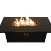 Living Source International 25'' H x 42'' W Steel Outdoor Fire Pit Table with Lid