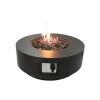 Living Source International 11" H x 30" W Fiber Reinforced Concrete Propane/Natural Gas Outdoor Fire Pit Table with Lid (Charcoal)