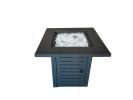 Jayapura Black Metal Square Fire Pit with Glass Rocks