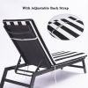 2PCS Set Outdoor Lounge Chair Cushion Replacement Patio Funiture Seat Cushion Chaise Lounge Cushion (Black/White Color)