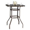 Wrought Iron Glass High Bar Table Patio Bar Table Brown