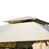 U_STYLE Quality Double Tiered Grill Canopy, Outdoor BBQ Gazebo Tent with UV Protection, Beige