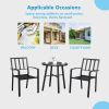 3PCS  Backrest Table Top Vertical Grid Courtyard Iron Table And Chair Set With 2pcs Dining Chair and 1pc Dining Table XH