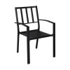 3PCS  Backrest Table Top Vertical Grid Courtyard Iron Table And Chair Set With 2pcs Dining Chair and 1pc Dining Table XH