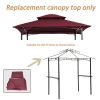 8x5Ft Grill Gazebo Replacement Canopy,Double Tiered BBQ Tent Roof Top Cover XH