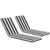 2PCS Set Outdoor Lounge Chair Cushion Replacement Patio Funiture Seat Cushion Chaise Lounge Cushion (Black/White Color)