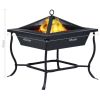 Fire Pit Black 17.7"x17.7"x17.7" cm Steel