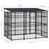 Outdoor Dog Kennel with Roof Steel 59.5 ftÂ²