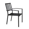 3PCS  Backrest Table Top Vertical Grid Courtyard Iron Table And Chair Set With 2pcs Dining Chair and 1pc Dining Table XH