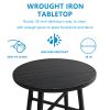 3PCS  Backrest Table Top Vertical Grid Courtyard Iron Table And Chair Set With 2pcs Dining Chair and 1pc Dining Table XH