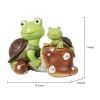 Garden Statue Cute Frog Face Turtles Figurines,Solar Powered Resin Animal Sculpture with 3 Led Lights for Patio,Lawn, Garden Decor