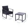 3 Pieces Patio Set Outdoor Wicker Patio Furniture Sets Modern Set Rattan Chair Conversation Sets with Coffee Table for Yard and Bistro (Black) RT