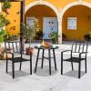 3PCS  Backrest Table Top Vertical Grid Courtyard Iron Table And Chair Set With 2pcs Dining Chair and 1pc Dining Table XH