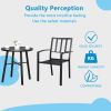 3PCS  Backrest Table Top Vertical Grid Courtyard Iron Table And Chair Set With 2pcs Dining Chair and 1pc Dining Table XH