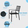 3PCS  Backrest Table Top Vertical Grid Courtyard Iron Table And Chair Set With 2pcs Dining Chair and 1pc Dining Table XH