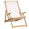 Folding Beach Chair Solid Wood Teak Cream