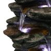 40inches High Rocks Outdoor Cascading Waterfall with LED Lights