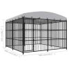 Outdoor Dog Kennel with Roof 118.1"x118.1"x82.7"