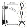 5-Piece Fireplace Tools Set 31â€™â€™, Heavy Duty Wrought Iron Fire Place Toolset with Poker, Shovel, Tongs, Brush, Stand for Outdoor Indoor Chimney, H