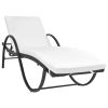 Sun Lounger with Cushion & Table Poly Rattan Black