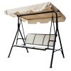 Upland 3-Seater Outdoor Adjustable Canopy Porch Swing Chair for Patio, Garden, Poolside, Balcony w/Armrests, Textilene Fabric, Steel Frame