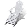 Garden Chair with Ottoman Wood White