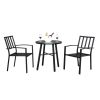 3PCS  Backrest Table Top Vertical Grid Courtyard Iron Table And Chair Set With 2pcs Dining Chair and 1pc Dining Table XH