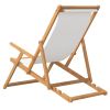 Folding Beach Chair Solid Wood Teak Cream